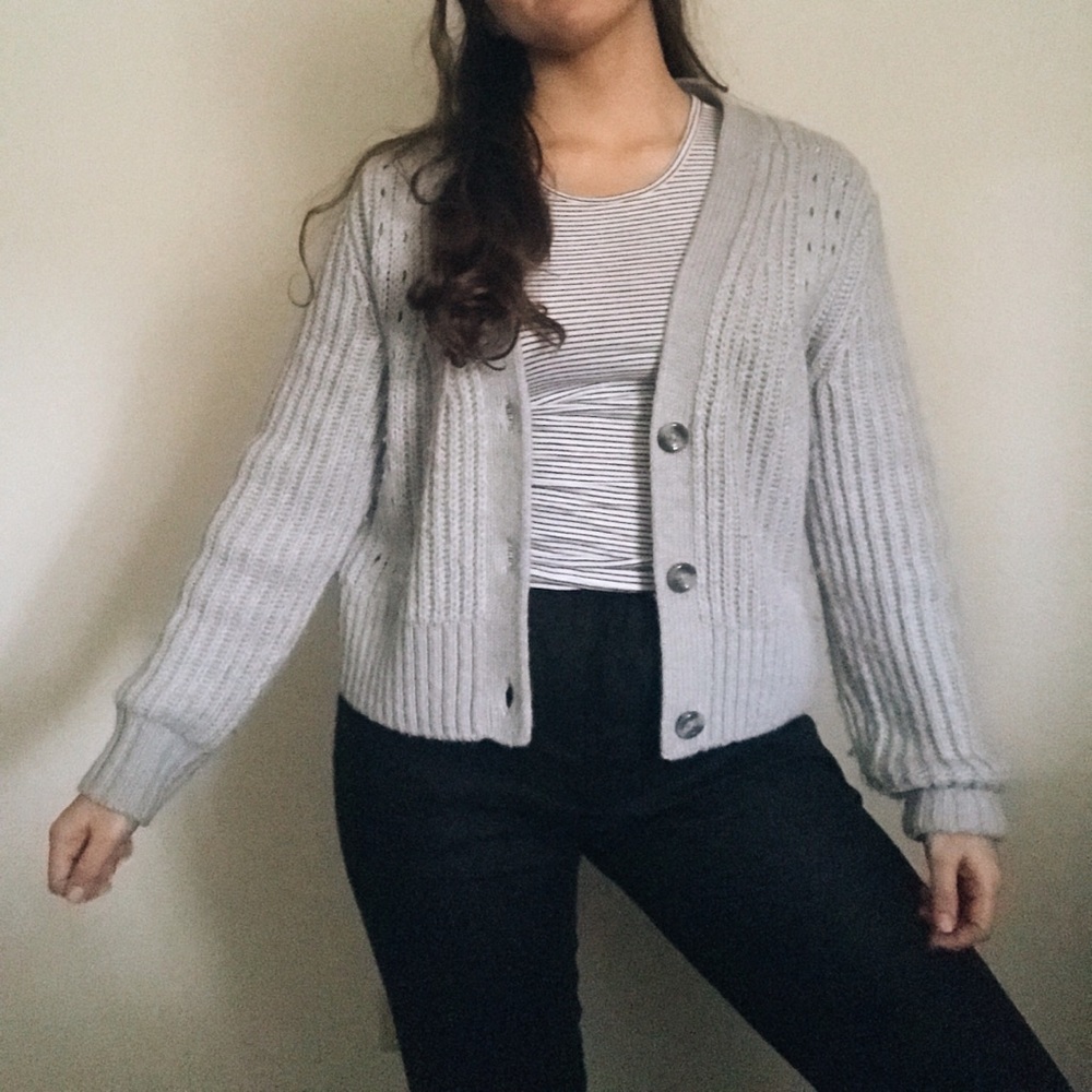 gap grey cozy cardigan